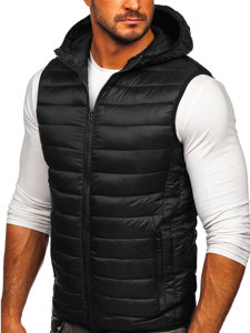 Chaleco acolchado con capucha para hombre negro Bolf 13072