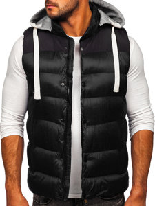 Chaleco acolchado con capucha para hombre negro Bolf 13078