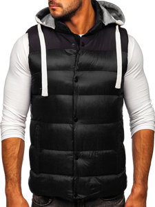 Chaleco acolchado con capucha para hombre negro Bolf 13078