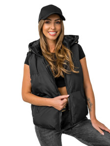 Chaleco acolchado con capucha para mujer negro Bolf 5M3151