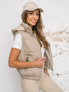 Chaleco acolchado grueso con capucha para mujer beige Bolf 16M9091