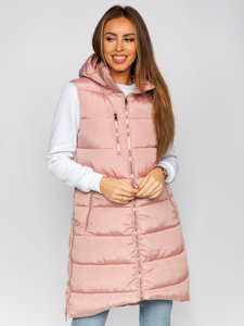 Chaleco acolchado largo para mujer rosa Bolf 81261