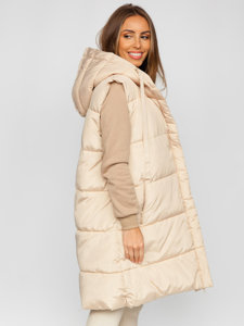 Chaleco acolchado largo y oversize para mujer beige claro Bolf 81266