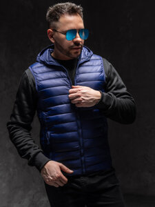 Chaleco acolchado para hombre con capucha azul marino Bolf LY36A1