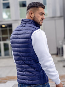 Chaleco acolchado sin capucha para hombre azul marino Bolf LY32A