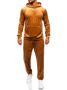 Chándal velour con capucha para hombre camel Bolf 0002A