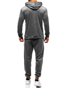 Chándal velour con capucha para hombre gris Bolf 0002A