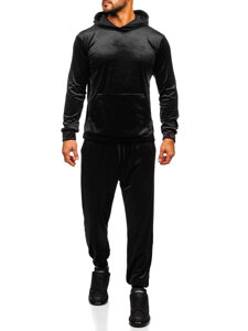 Chándal velour con capucha para hombre negro Bolf 0002A