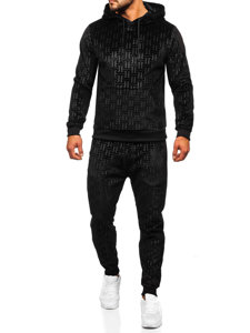 Chándal velour con capucha para hombre negro Bolf 3A81