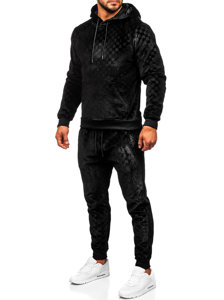 Chándal velour con capucha para hombre negro Bolf 3A82-A