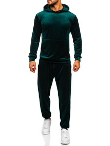 Chándal velour con capucha para hombre verde Bolf 0002A