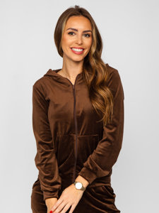 Chándal velour de dos piezas para mujer chocolate Bolf 829