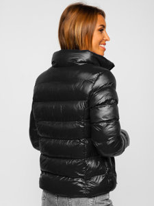 Chaqueta abrochada de invierno sin capucha para mujer color negro Bolf 23061