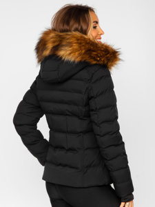 Chaqueta acolchada con capucha de invierno para mujer negro Bolf 5M768