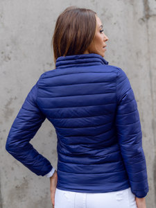 Chaqueta acolchada con cuello alto de entretiempo para mujer azul oscuro Bolf 1141A