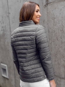 Chaqueta acolchada con cuello alto de entretiempo para mujer gris Bolf 1141A