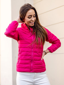 Chaqueta acolchada con cuello alto de entretiempo para mujer rosa Bolf 1141A