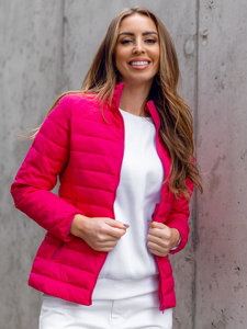 Chaqueta acolchada con cuello alto de entretiempo para mujer rosa Bolf 1141A