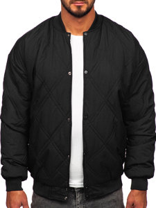 Chaqueta acolchada de béisbol bomber de entretiempo para hombre negro Bolf 84M3020