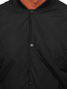 Chaqueta acolchada de béisbol bomber de entretiempo para hombre negro Bolf 84M3020