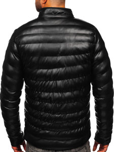 Chaqueta acolchada de cuero ecológico para hombre negro Bolf 0021