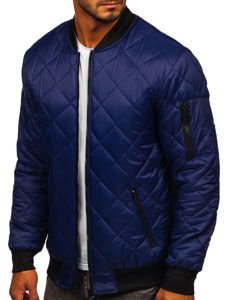 Chaqueta acolchada de entretiempo bomber para hombre azul oscuro Bolf MY-01A