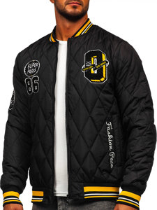 Chaqueta acolchada de entretiempo bomber para hombre negro Bolf HSS057