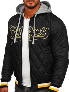 Chaqueta acolchada de entretiempo bomber para hombre negro Bolf HSS058