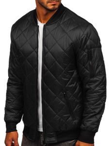 Chaqueta acolchada de entretiempo bomber para hombre negro Bolf MY-01A