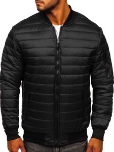 Chaqueta acolchada de entretiempo bomber para hombre negro Bolf MY-02A