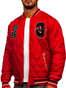 Chaqueta acolchada de entretiempo bomber para hombre rojo Bolf HSS057