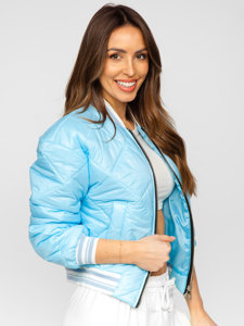 Chaqueta acolchada de entretiempo bomber para mujer azul claro Bolf 82556