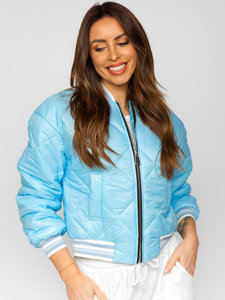 Chaqueta acolchada de entretiempo bomber para mujer azul claro Bolf 82556