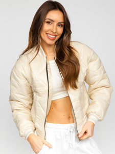 Chaqueta acolchada de entretiempo bomber para mujer beige Bolf 82556