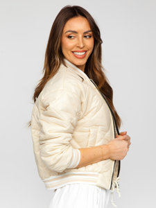 Chaqueta acolchada de entretiempo bomber para mujer beige Bolf 82556