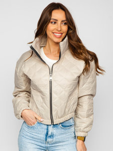 Chaqueta acolchada de entretiempo bomber para mujer beige Bolf 82622