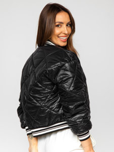 Chaqueta acolchada de entretiempo bomber para mujer negro Bolf 82556