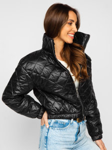 Chaqueta acolchada de entretiempo bomber para mujer negro Bolf 82622