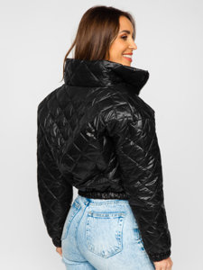 Chaqueta acolchada de entretiempo bomber para mujer negro Bolf 82622