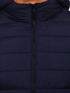 Chaqueta acolchada de entretiempo con capucha para hombre azul oscuro Bolf 5M3197