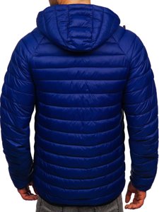 Chaqueta acolchada de entretiempo con capucha para hombre color azul oscuro Bolf 13022