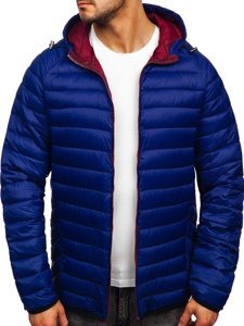 Chaqueta acolchada de entretiempo con capucha para hombre color azul oscuro Bolf 13022