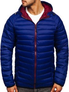 Chaqueta acolchada de entretiempo con capucha para hombre color azul oscuro Bolf 13022