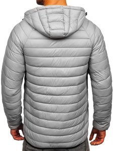 Chaqueta acolchada de entretiempo con capucha para hombre color gris Denley 13022