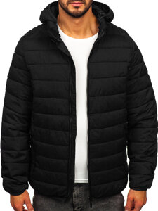 Chaqueta acolchada de entretiempo con capucha para hombre negro Bolf 5M3197