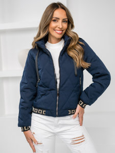 Chaqueta acolchada de entretiempo con capucha para mujer azul oscuro Bolf 16M9085