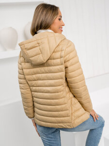 Chaqueta acolchada de entretiempo con capucha para mujer beige Bolf 16M9101