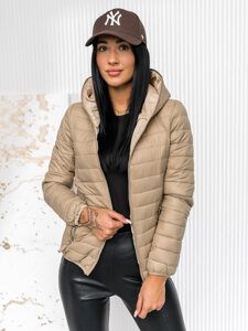 Chaqueta acolchada de entretiempo con capucha para mujer beige Bolf B0123