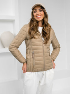 Chaqueta acolchada de entretiempo con capucha para mujer beige Bolf B0123