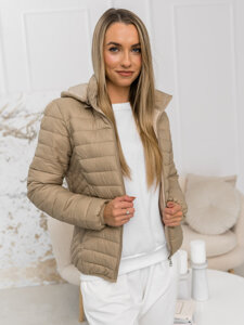 Chaqueta acolchada de entretiempo con capucha para mujer beige Bolf B0124A